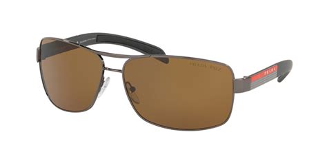 prada linea rossa polarized gunmetal aviator|Prada Linea Rossa 61mm Polarized Aviator Sunglasses .